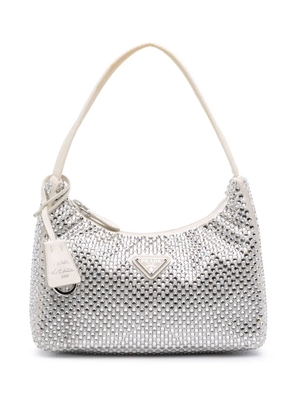 Prada Pre-Owned 2019-2025 Mini Satin Crystal Re-Edition 2000 shoulder bag - White