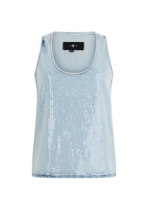 7 For All Mankind sequin-embellished top - Blue