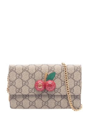 Gucci Pre-Owned 2016-2026 Mini GG Supreme Cherry crossbody bag - Brown