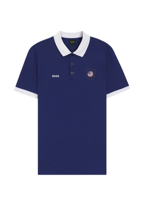 BOSS flag-patch polo shirt - Blue