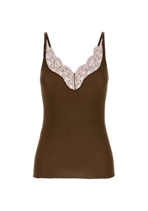 Saint Laurent lace V-neck tank top - Brown