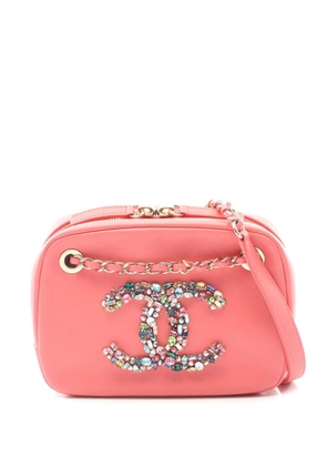 CHANEL Pre-Owned 2021 Lambskin Giant Crystal CC Camera Bag crossbody bag - Pink