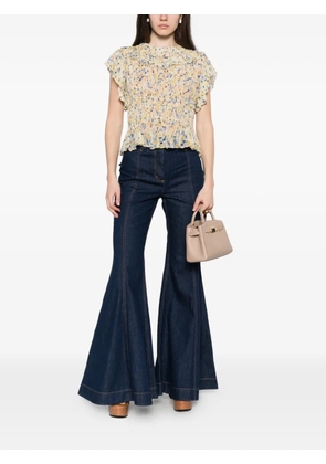 Ulla Johnson Athene ruffled floral-print blouse - Neutrals