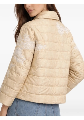 ERMANNO FIRENZE floral-embroidered quilted jacket - Neutrals