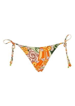 Agua Bendita Melinda floral-print tie-side bikini bottom - Green