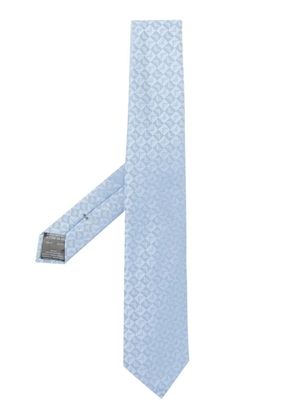 Emporio Armani monogram-print silk tie - Blue