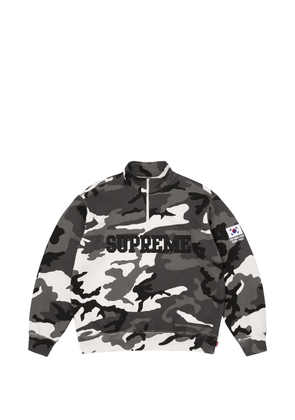 Supreme flag-detail half-zip camouflage-pattern sweatshirt - Grey