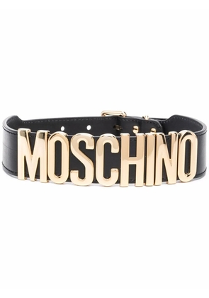 Moschino logo plaque dog collar - Black