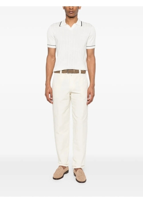 Della Ciana V-neck ribbed polo shirt - White