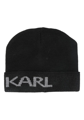 Karl Lagerfeld intarsia-logo fine-knit beanie - Black