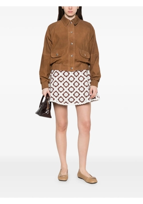 Maje button flap-pocket leather jacket - Brown