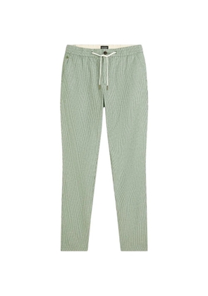 Scotch & Soda Warren striped drawstring-detail straight-fit cotton trousers - Green