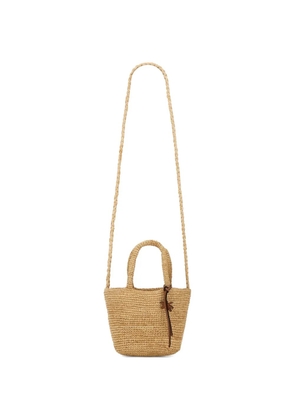 Manebi mini raffia tote bag - Neutrals