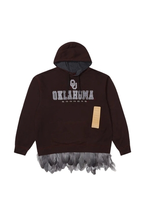 4SDESIGNS feather trim hoodie - Brown