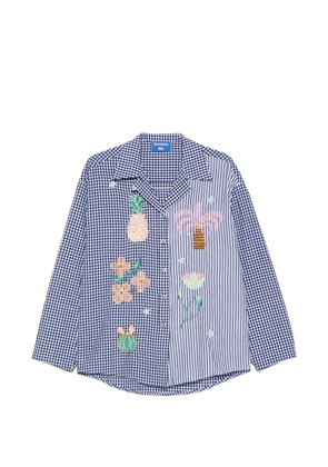 SUSANNA BLU gingham striped embroidered shirt - Blue