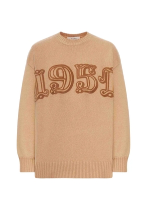 Max Mara number-embroidered crew-neck sweater - Neutrals