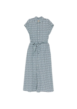 Woolrich tie-waist patterned midi dress - Blue