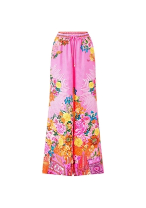 Camilla Illustration nation floral printpalazzo pants - Pink