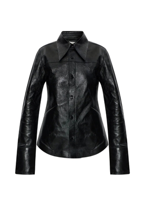 AMI Paris panelled leather shirt - Black