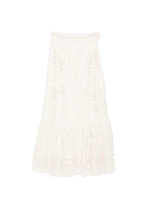 Antik Batik Carioca floral-embroidered maxi skirt - Neutrals