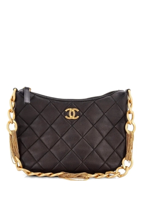 CHANEL Pre-Owned CC Mixed Chain Link Zip Quilted Lambskin hobo bag - Black