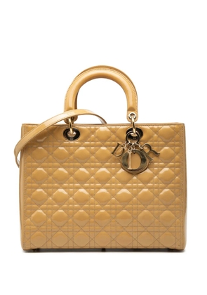 Christian Dior Pre-Owned 2012 Large Patent Cannage Lady Dior satchel - Brown
