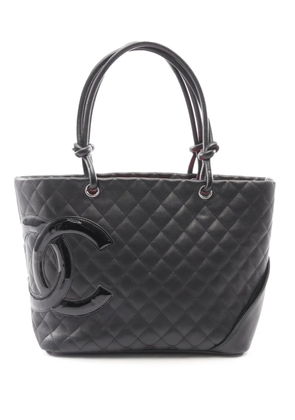 CHANEL Pre-Owned 2008-2009 Large Quilted Lambskin Cambon Ligne tote bag - Black