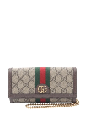 Gucci Pre-Owned 2016-2026 GG Supreme Ophidia Continental Wallet On Chain crossbody bag - Brown