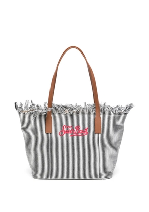 MC2 Saint Barth medium City fringed striped tote bag - White