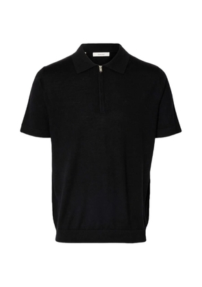 SELECTED zip polo T-shirt - Black