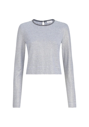 Brunello Cucinelli striped-pattern lamé top - Blue