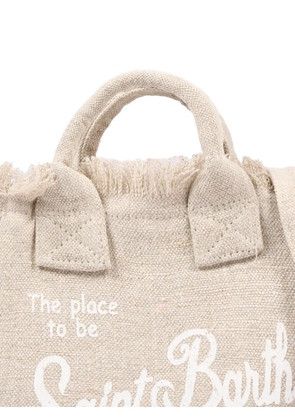 MC2 Saint Barth Kids fringed-detail logo-print tote bag - Neutrals