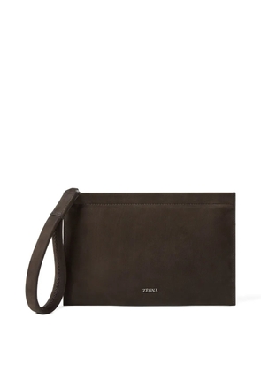 Zegna mini leather pouch - Brown