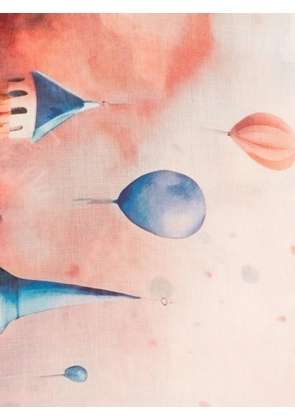 D'aniello frayed-edges printed scarf - Pink