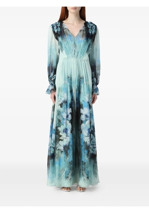 Alberta Ferretti chiffon printed maxi dress - Blue