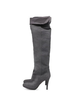 Jimmy Choo Pre-Owned lizard-embossed knee-high boots - Grey