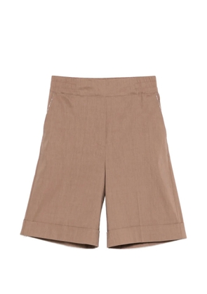 D.Exterior elasticated-waistband knee-length shorts - Brown