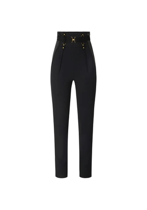 Elisabetta Franchi satin-inserts logo-belt trousers - Black