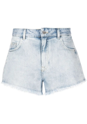 Patrizia Pepe crystal-embellished denim shorts - Blue