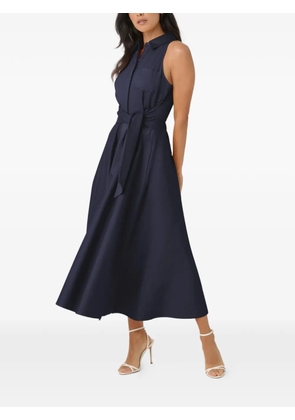 Toccin Chelsea tie-front sleeveless midi cotton shirt dress - Blue