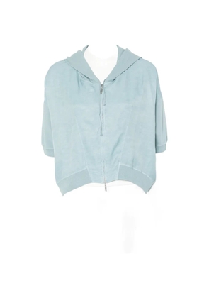 european culture hooded zip sweatshirt - Blue