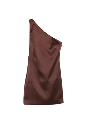 Self-Portrait one-shoulder satin mini dress - Brown