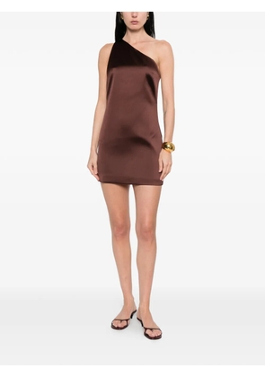 Self-Portrait one-shoulder satin mini dress - Brown