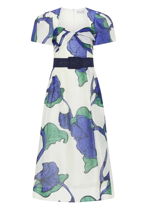 Rebecca Vallance floral-print belted midi dress - Neutrals