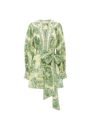 ALEMAIS Sara bow printed mini dress - Neutrals