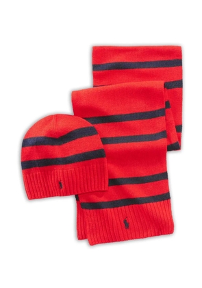 Polo Ralph Lauren striped scarf and beanie hat set - Red