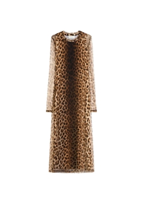 Sportmax leopard print long sleeve dress - Neutrals