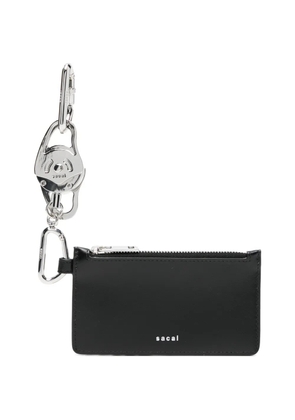 sacai zip-top leather cardholder - Black