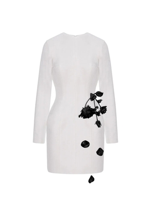 Cristina Savulescu rose-appliqué long-sleeves mini dress - White