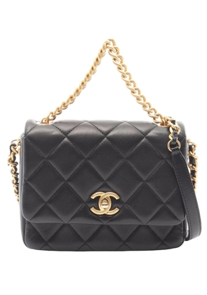 CHANEL Pre-Owned 2021-2026 Quilted Lambskin Side Note Flap satchel - Black